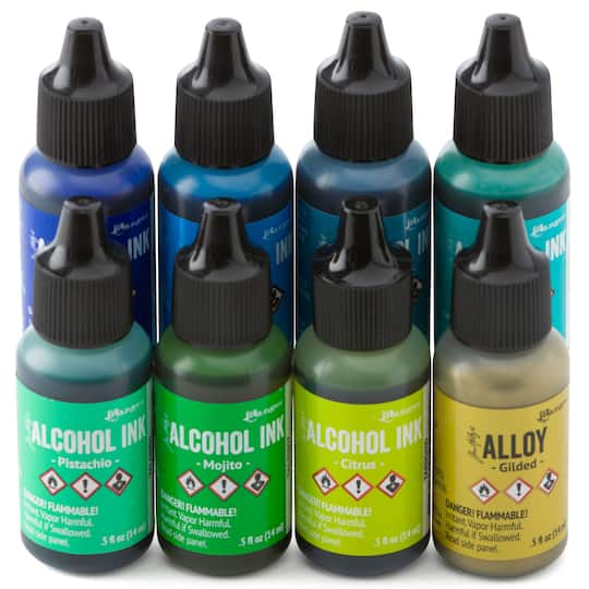 6 Packs: 8 ct. (48 total) Tim Holtz® Greens & Blue Alcohol Ink Set